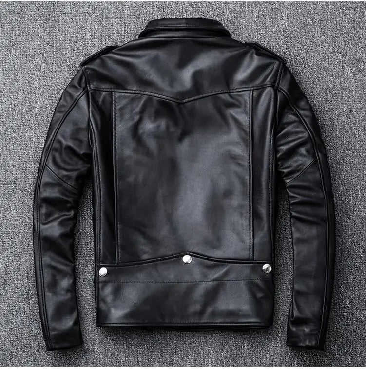 Brand New Black Men's Sheepskin Biker Jacket