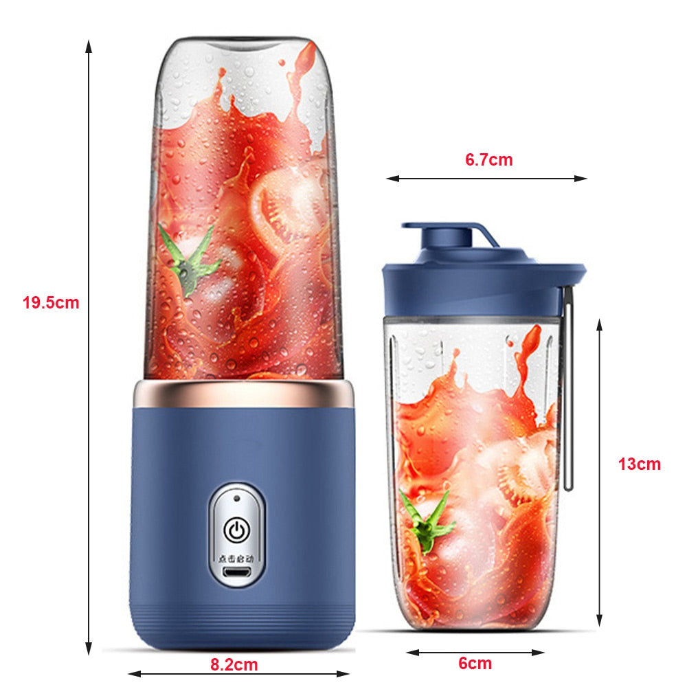 6 Blades Portable Automatic Small Electric Juicer Smoothie Blender Ice CrushCup Food Processor