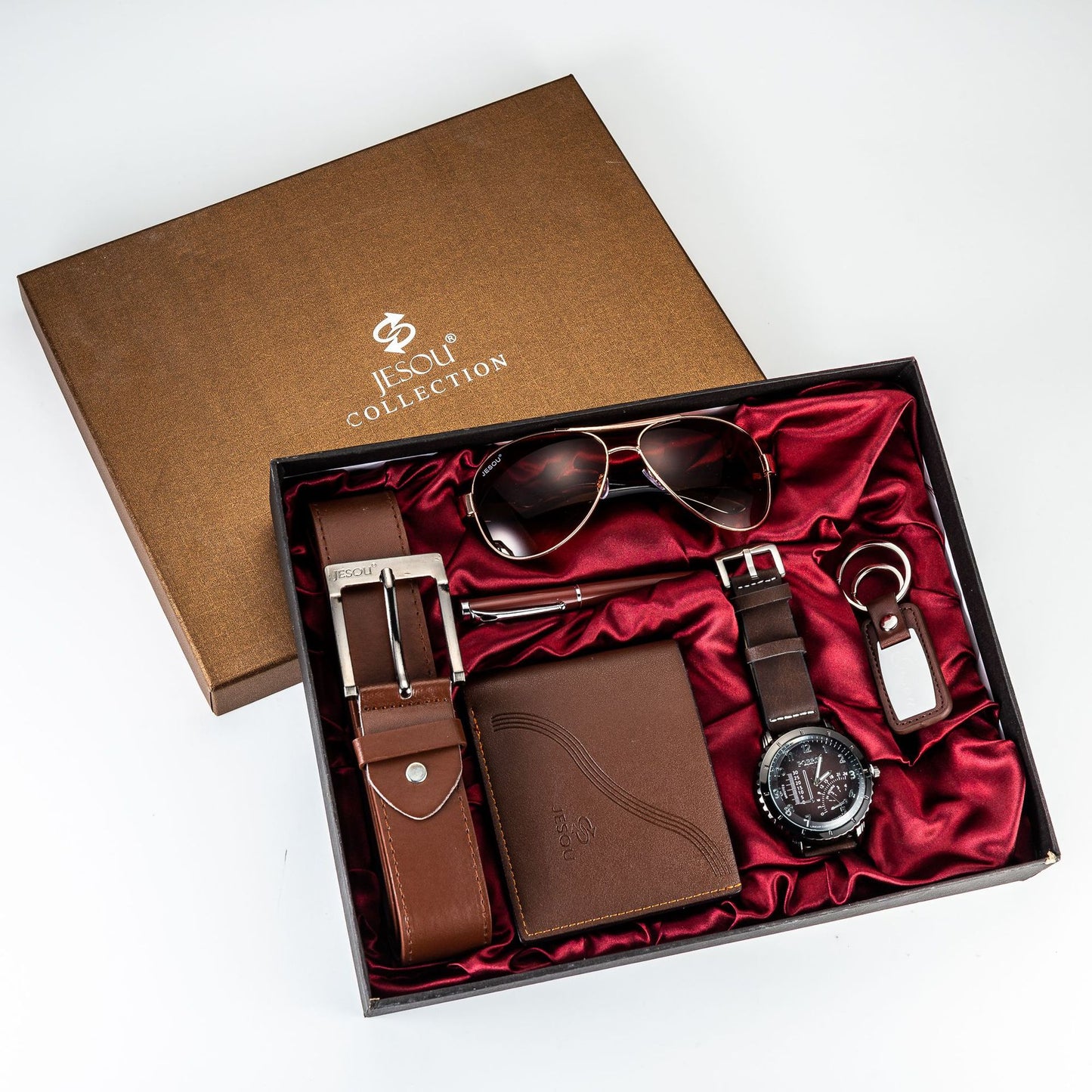 Men's business gift box Wallet Belt Watch Pen Glasses set