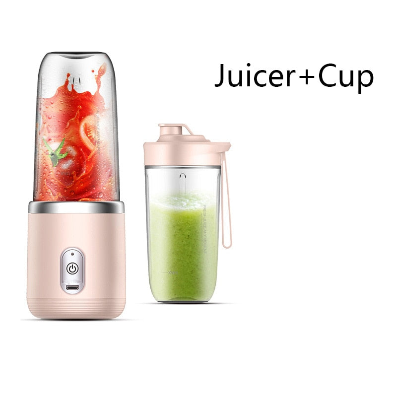 6 Blades Portable Automatic Small Electric Juicer Smoothie Blender Ice CrushCup Food Processor