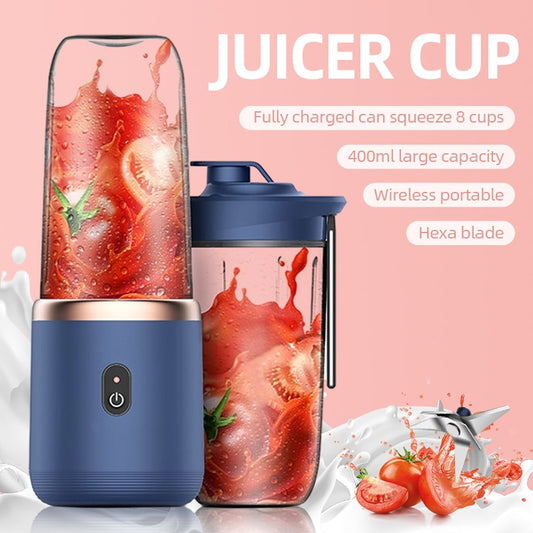 6 Blades Portable Automatic Small Electric Juicer Smoothie Blender Ice CrushCup Food Processor